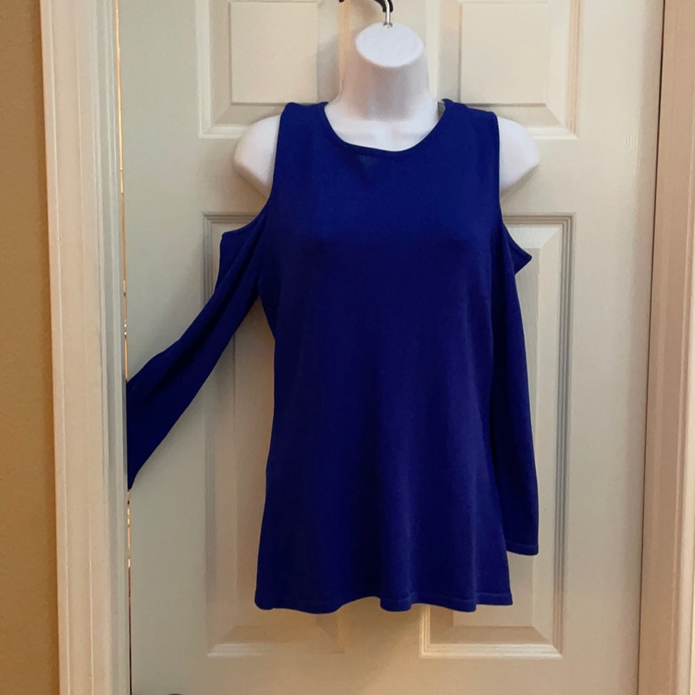 INC international concepts cold shoulder sweater in cobalt blue. NWT size M